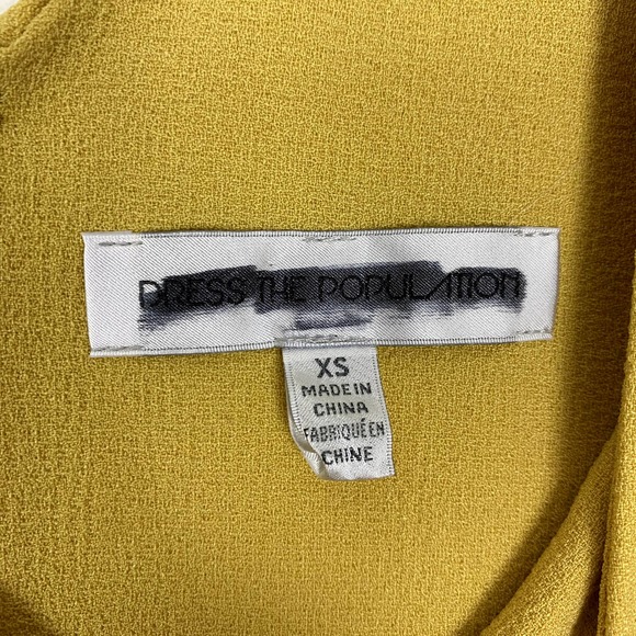 NEW Dress the Population Canary Yellow Sandra Crepe Mermaid Gown Maxi Dress - Picture 4 of 7